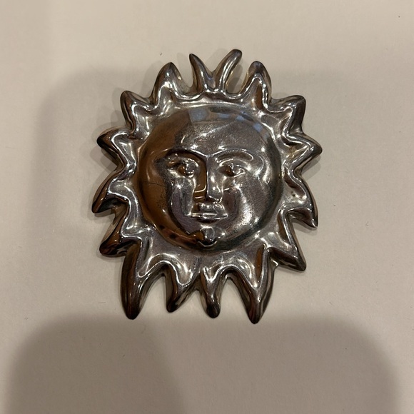Genuine Vintage Sterling Silver SUN Face Pendant/ Brooch 925 Mexico - Picture 11 of 12